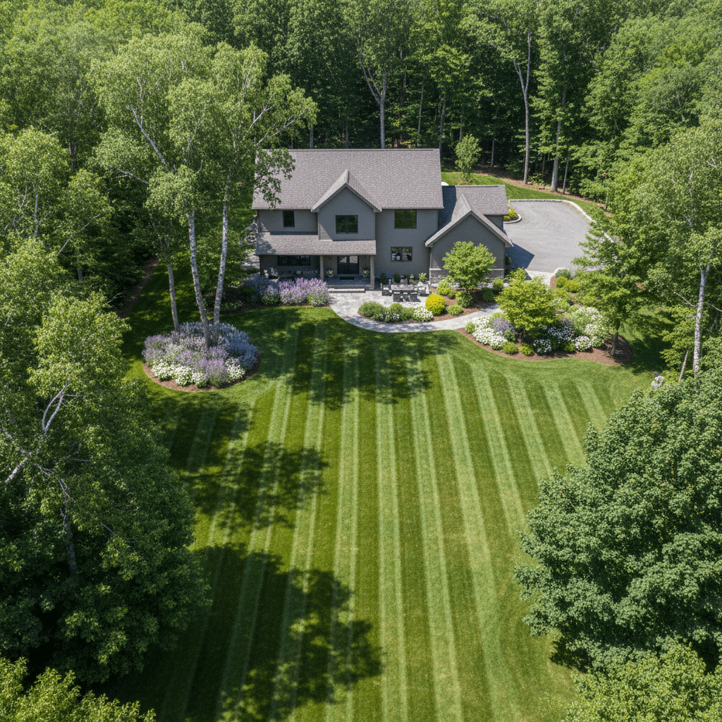 Residential property showing complete landscape maintenance and care