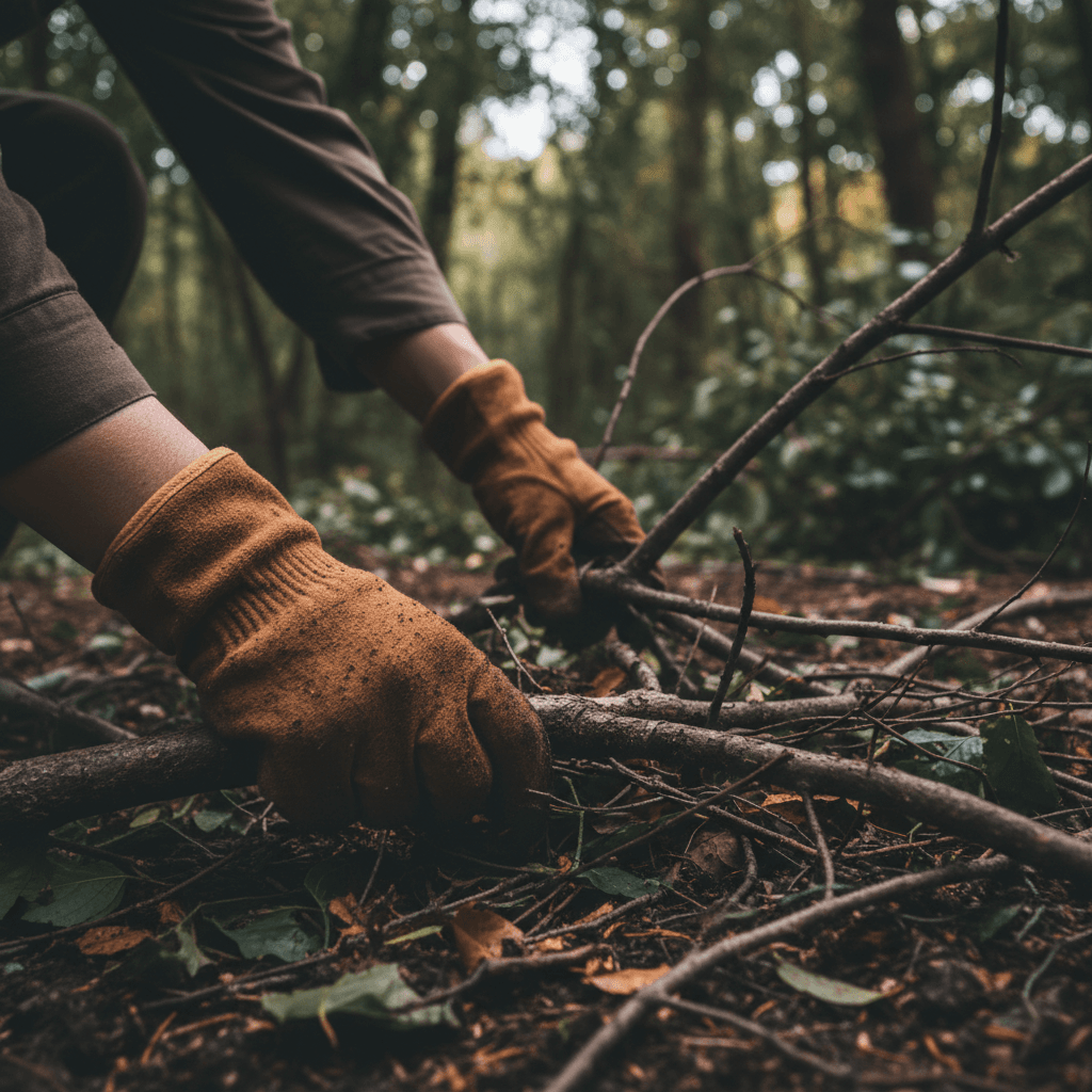 Seasonal cleanup removing fallen branches and debris